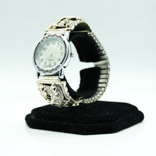 Load image into Gallery viewer, Navajo Sterling Silver Watch with Mother of Pearl Face – Handcrafted Sterling Silver