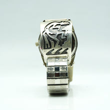 Load image into Gallery viewer, Navajo Sterling Kokopelli Silver Watch with Mother of Pearl Face – HandcraftedSterling Silver