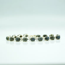 Load image into Gallery viewer, Labradorite Silver Bracelet set with cabochon-cut gemstones in Prong Settings