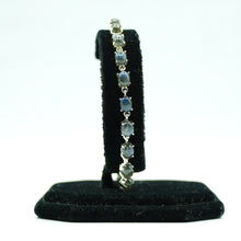 Load image into Gallery viewer, Labradorite Silver Bracelet set with cabochon-cut gemstones in Prong Settings