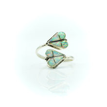 Load image into Gallery viewer, Zuni Channel Inlay Synthesized Opal Ring in Sterling Silver