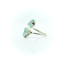 Load image into Gallery viewer, Zuni Channel Inlay Synthesized Opal Ring in Sterling Silver