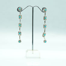Load image into Gallery viewer, Zuni Sterling Silver Linked Turquoise Dangle Earrings