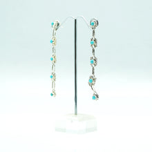 Load image into Gallery viewer, Zuni Sterling Silver Linked Turquoise Dangle Earrings
