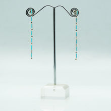Load image into Gallery viewer, Zuni Sterling Silver Turquoise Needlepoint Dangle Earrings