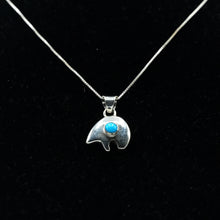 Load image into Gallery viewer, Zuni Turquoise Bear Necklace in sterling silver