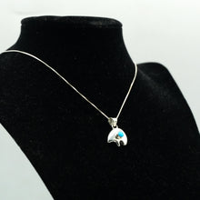 Load image into Gallery viewer, Zuni Turquoise Bear Necklace in sterling silver