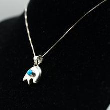 Load image into Gallery viewer, Zuni Turquoise Bear Necklace in sterling silver