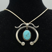 Load image into Gallery viewer, Navajo Sterling Silver Naja Pendant with Turquoise