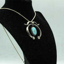 Load image into Gallery viewer, Navajo Sterling Silver Naja Pendant with Turquoise
