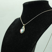 Load image into Gallery viewer, Zuni Sterling Silver Mosaic Inlay Teardrop Pendant