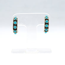 Load image into Gallery viewer, Navajo Sterling Silver Earrings with Turquoise Cluster