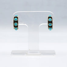 Load image into Gallery viewer, Navajo Sterling Silver Earrings with Turquoise Cluster