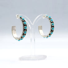 Load image into Gallery viewer, Navajo Sterling Silver Earrings with Turquoise Cluster
