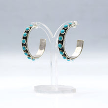 Load image into Gallery viewer, Navajo Sterling Silver Earrings with Turquoise Cluster