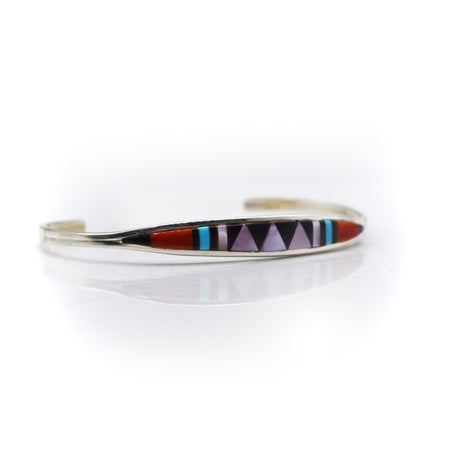 Zuni channeled inlay 925 Silver bracelet