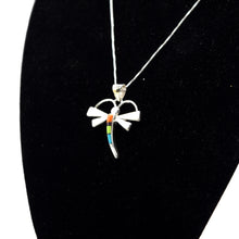 Load image into Gallery viewer, Zuni Dragonfly Pendant – Sterling Silver with Channeled Inlay