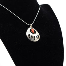Load image into Gallery viewer, Zuni Bear Paw Pendant – Sterling Silver with Coral