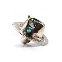 Load image into Gallery viewer, Navajo Hat and Feather ring with Turquoise