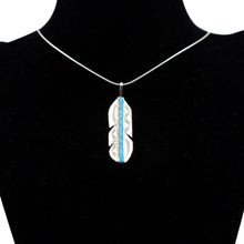 Load image into Gallery viewer, Zuni Feather Pendant – Sterling Silver with Turquoise