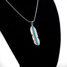 Load image into Gallery viewer, Zuni Feather Pendant – Sterling Silver with Turquoise