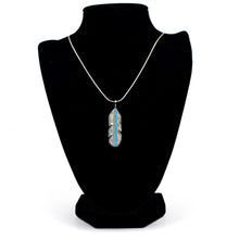 Load image into Gallery viewer, Zuni Feather Pendant – Sterling Silver with Turquoise