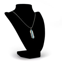 Load image into Gallery viewer, Zuni Feather Pendant – Sterling Silver with Turquoise