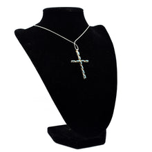 Load image into Gallery viewer, Two-Sided Zuni Cross Pendant – Sterling Silver with Turquoise and Coral
