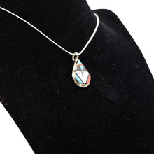 Load image into Gallery viewer, Zuni Channel Inlay Pendant – Sterling Silver with Turquoise, Coral, Mother of Pearl & Onyx