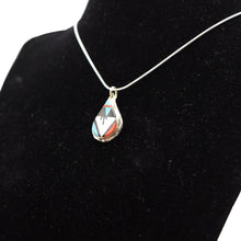 Load image into Gallery viewer, Zuni Channel Inlay Pendant – Sterling Silver with Turquoise, Coral, Mother of Pearl & Onyx