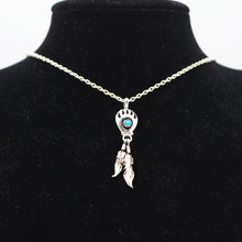 Load image into Gallery viewer, Navajo Feathers and Bear Paw Turquoise Pendant in 925 Silver
