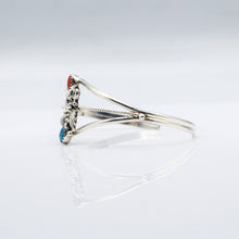 Load image into Gallery viewer, Navajo Bracelet with Turquoise and Coral in Sterling Silver
