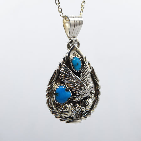 Navajo Eagle Turquoise pendant in 925 Silver