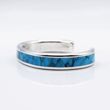 Load image into Gallery viewer, Zuni channeled inlay 925 Silver bracelet by silversmith  &#39;Loretto&#39;
