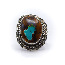 Load image into Gallery viewer, Navajo, 925 Silver Overlay and Boulder Turquoise Ring
