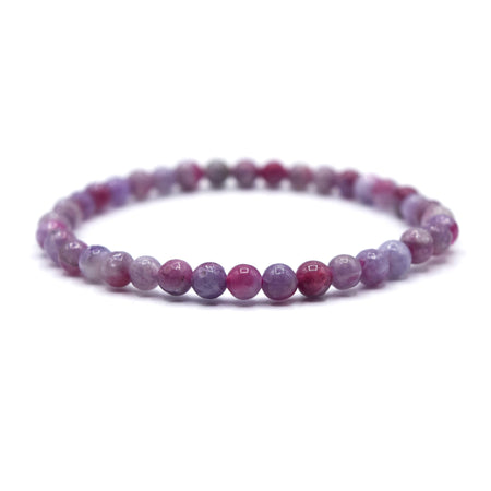Pink Tourmaline and Lepidulite Beaded Bracelet