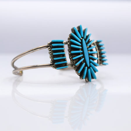 Zuni 925 Silver Needlepoint Turquoise Bracelet