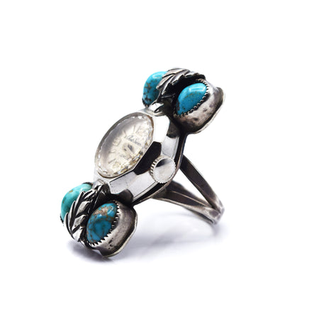 Navajo Turquoise Clock Ring