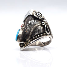Load image into Gallery viewer, Navajo 925 Silver Bear Claw Ring with Turquoise and Coral