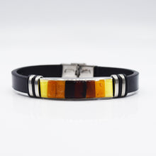 Load image into Gallery viewer, Stainless Steel and Leather Amber Bracelet