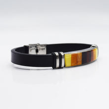 Load image into Gallery viewer, Stainless Steel and Leather Amber Bracelet