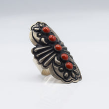 Load image into Gallery viewer, Navajo Coral multistone ring in Sterling Silver
