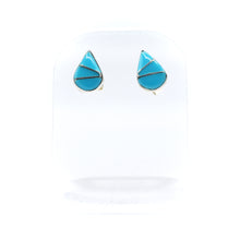 Load image into Gallery viewer, Zuni turquoise drop earrings in sterling silver
