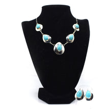 Load image into Gallery viewer, Navajo Turquoise Necklace and earrings Set in Sterling Silver
