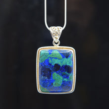 Load image into Gallery viewer, Azurite and Malachite Pendant 925 Silver
