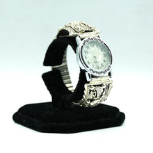 Load image into Gallery viewer, Navajo Sterling Silver Watch with Mother of Pearl Face – Handcrafted Sterling Silver
