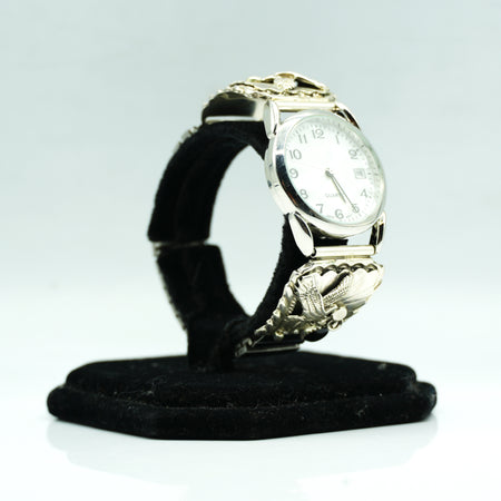 Navajo Sterling Kokopelli Silver Watch with Mother of Pearl Face – HandcraftedSterling Silver