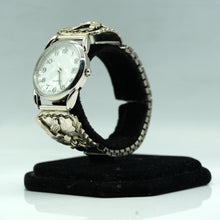 Load image into Gallery viewer, Navajo Sterling Kokopelli Silver Watch with Mother of Pearl Face – HandcraftedSterling Silver
