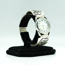 Load image into Gallery viewer, Navajo Sterling Kokopelli Silver Watch with Mother of Pearl Face – HandcraftedSterling Silver

