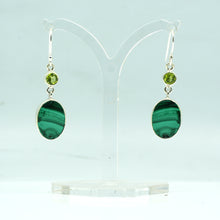 Load image into Gallery viewer, Malachite and peridot earrings 925 Silver
